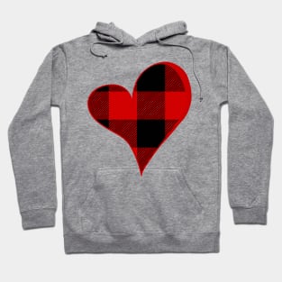 Simple Large Buffalo Plaid Heart Hoodie